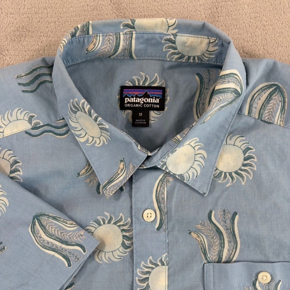 Patagonia‎ Go To Shirt in Blue Organic Cotton Camp Button Up Men Medium HOLB